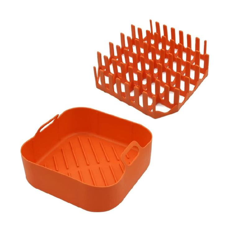 Silicone Air Fryer Basket Silicone Bacon Rack Air Fryer Grilling Pan for BBQ