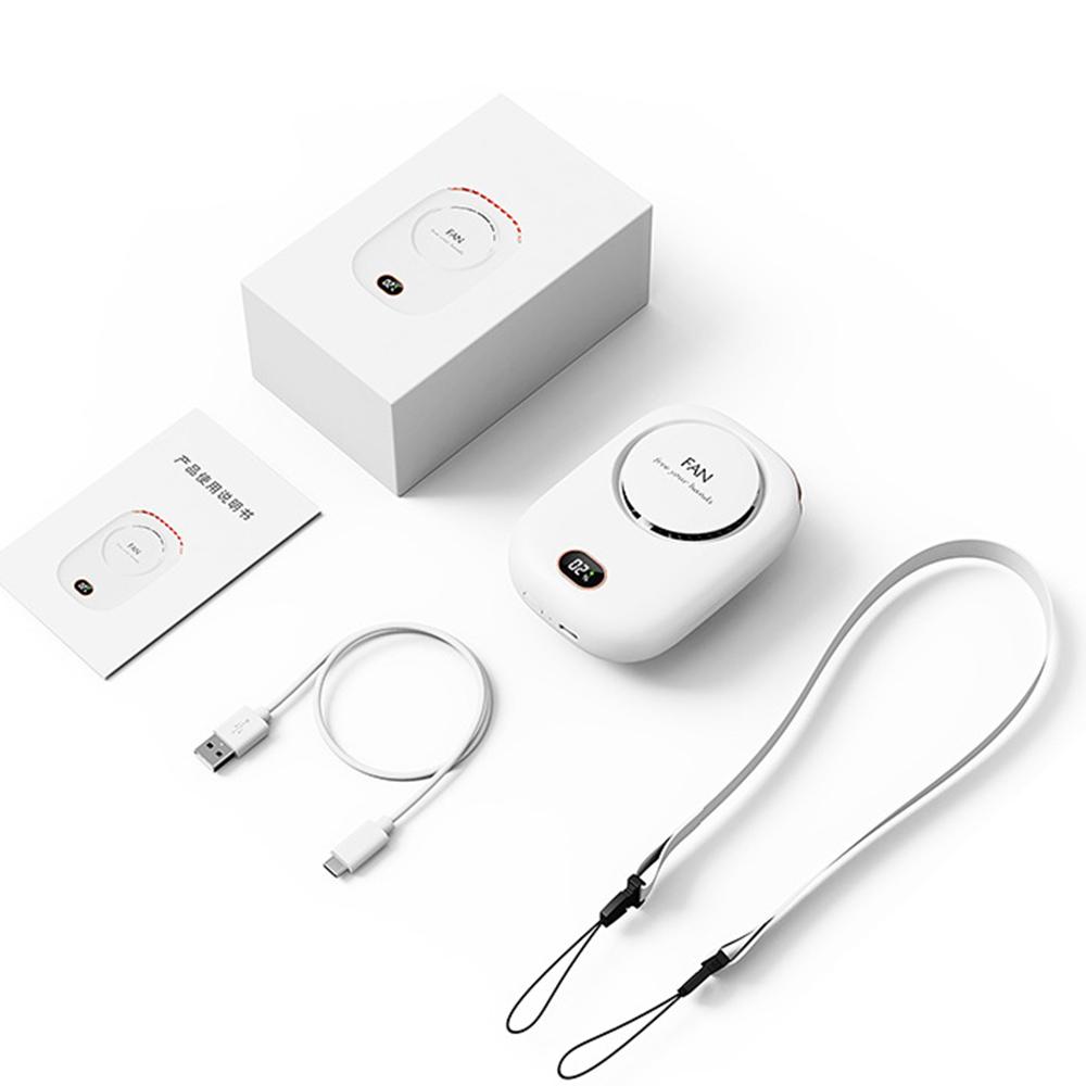 LED Display Portable Lazy Hanging Neck Fan 3-speed Adjustable Wind Speed USB Fan Rechargeable Sports Cooling Outdoor Fan