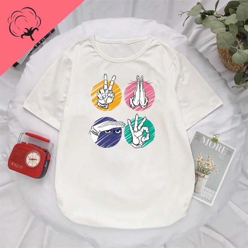 Kawaii Clothes Jojo Bizarre Adventure T Shirt Unisex Anime Tops Harajuku Unisexga Streetwear Unisex Casual Tee Ropa Hombre Masculinas