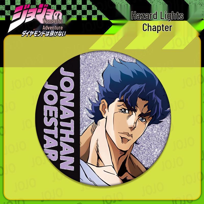 JOJO's Bizarre Adventure Double Flash Badge: HD Print, 75mm/58mm Diameter, Anime Button Pin