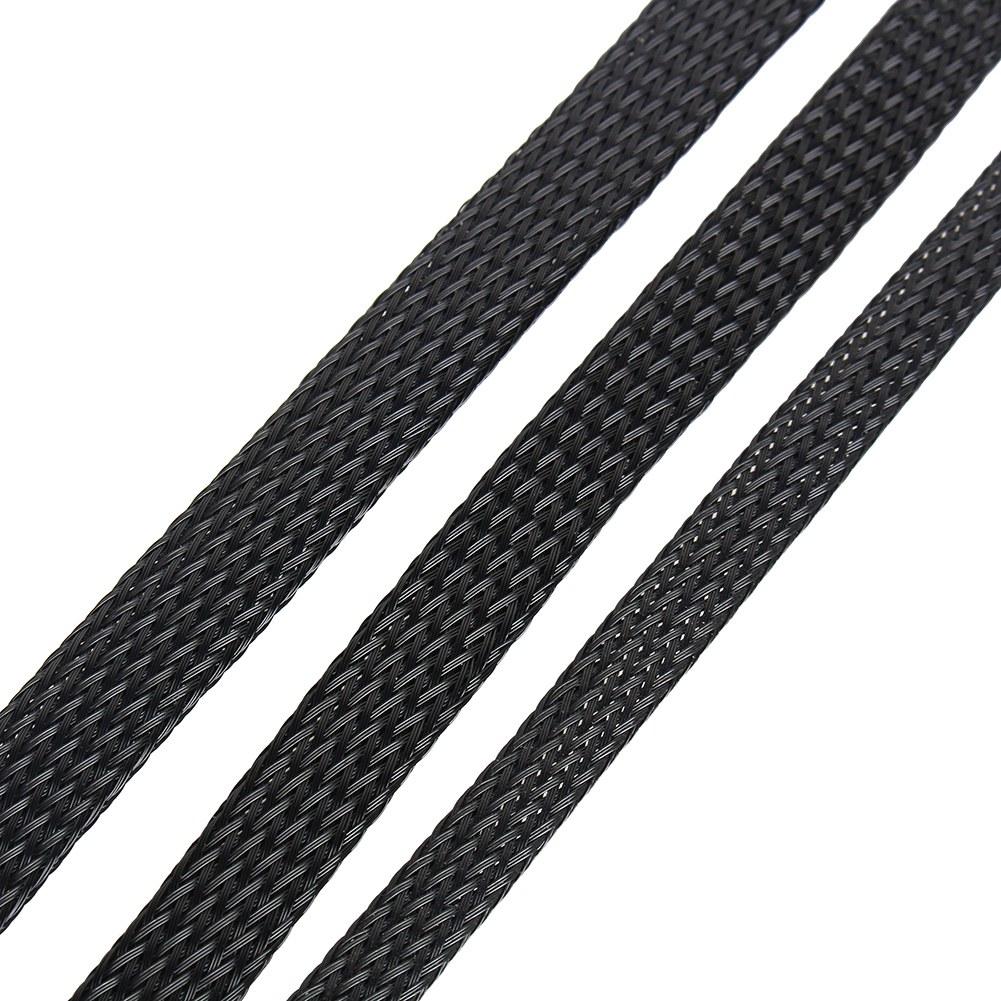Black 10mm Expandable Braided PET Sleeving Cable High Densely 10m