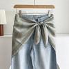 White Floral Small Silk Scarf Triangle Scarf Headscarf Belt Women's Decoration with Skirt Jeans Waist Accessories Fart Curtain