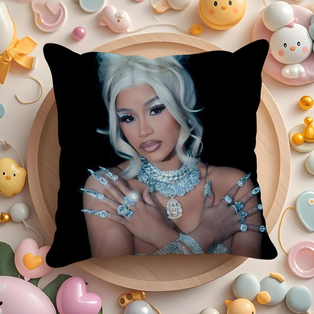 C-Cardi B-B Singer Cushion Cover Home & Car Multi-Scene Pillow Cover - Reversible, Soft & Durable for Daily Use