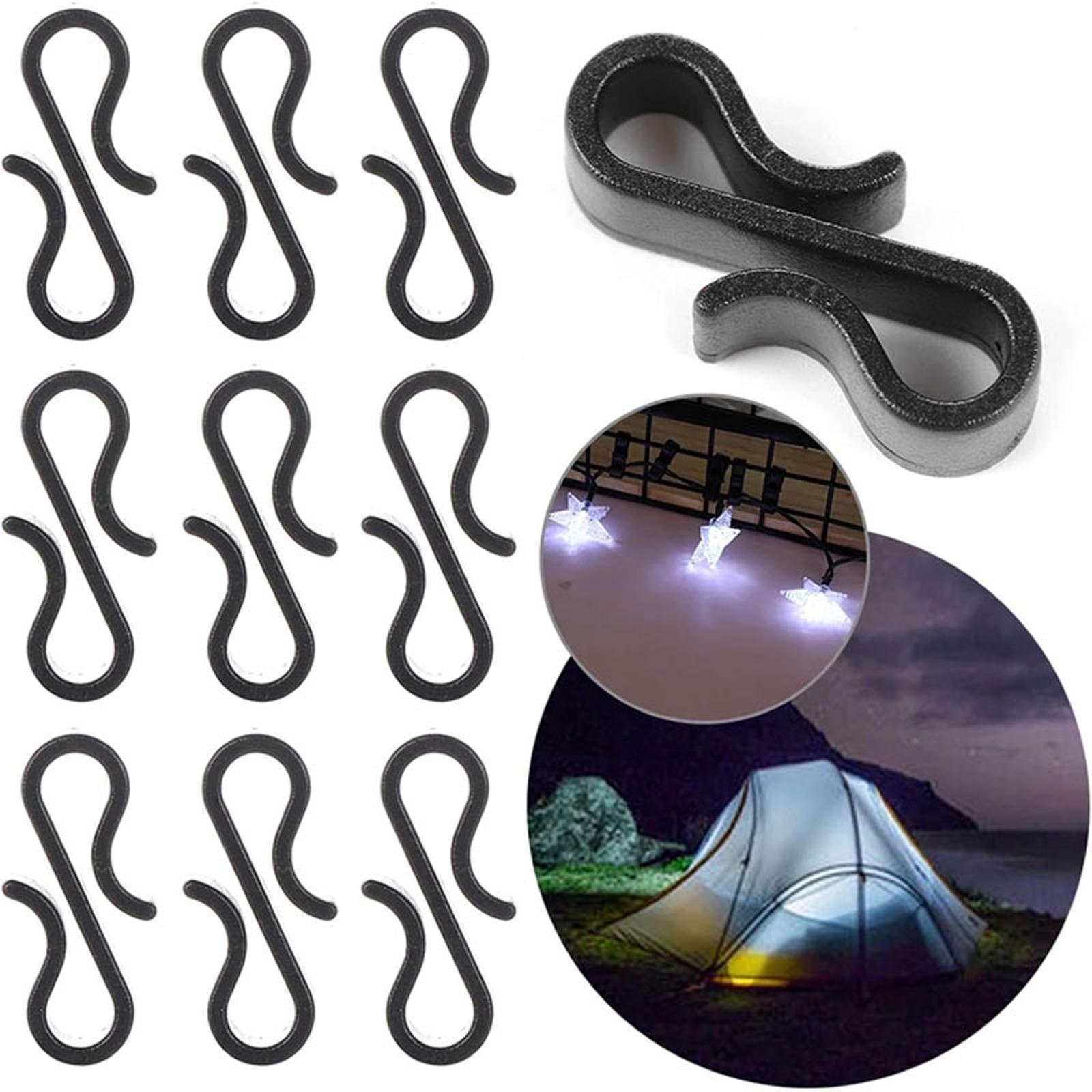

S-shaped Light String Hook Clip Firm Gutter Hooks Black/White Plastic Elastic Tightening Hooks Christmas One Size чёрный