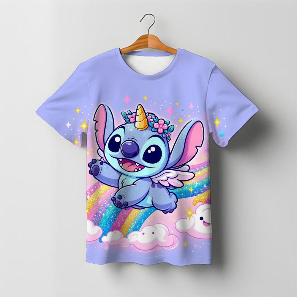 Camiseta Kawaii de Stitch para Niña Ropa de Niña Ropa para Niños Pequeños Camisetas para Niños 2026 Verano Manga Corta Camisetas de Dibujos Animados para Niños Niños