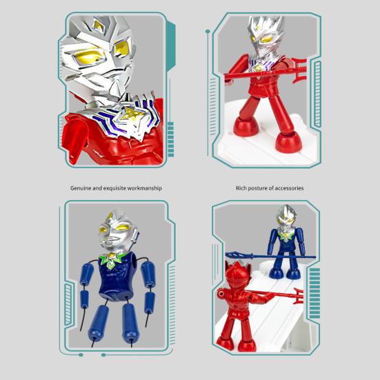 1 sada ručně vyráběných dřevěných bojových hraček s klouby Bambusové šermířské loutky Ultra-Man Fight Stolní hra Interakce rodiče s dítětem