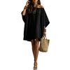 Women's Off-Shoulder Cotton Linen Midi Dress with Pockets Loose Fit Sleeves for Vacation