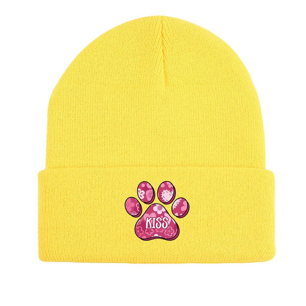 Dog Cat Paw Print Heart Knit Hat Beanie, Valentine's Day "XOXO LOVE KISS", 8 Patterns 10 Color 80 Different Caps, Cozy Stylish Knitted Cap Beanie