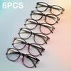 6PCS Reading Glasses Lightweight Anti Eyestrain Fashion Computer Presbyopic Glasses For Women Men
