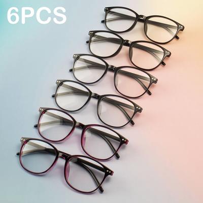 6PCS Reading Glasses Lightweight Anti Eyestrain Fashion Computer Presbyopic Glasses For Women Men