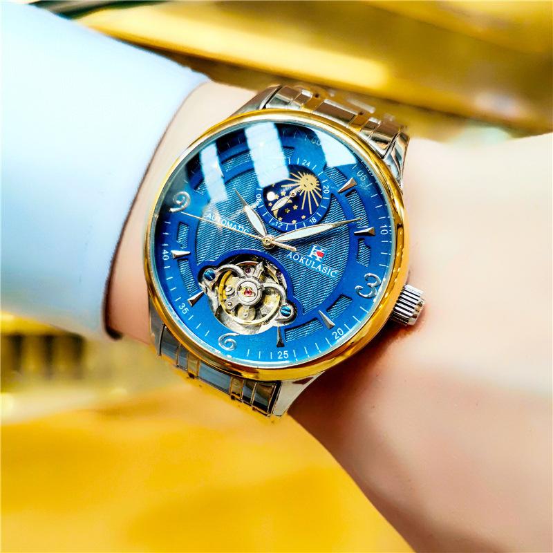 Автоматические механические часы мужские часы водонепроницаемые светящиеся в темноте повседневные деловые кожаные мужские часы простые трендовые