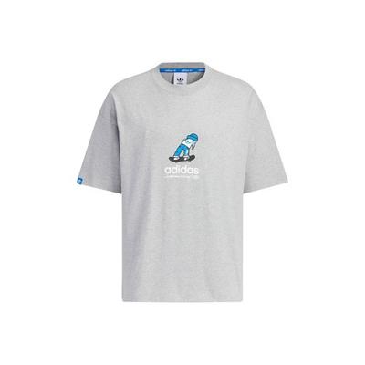 Logo Print Crew Neck Loose Fit Short Sleeve T-Shirt for Men In Gray