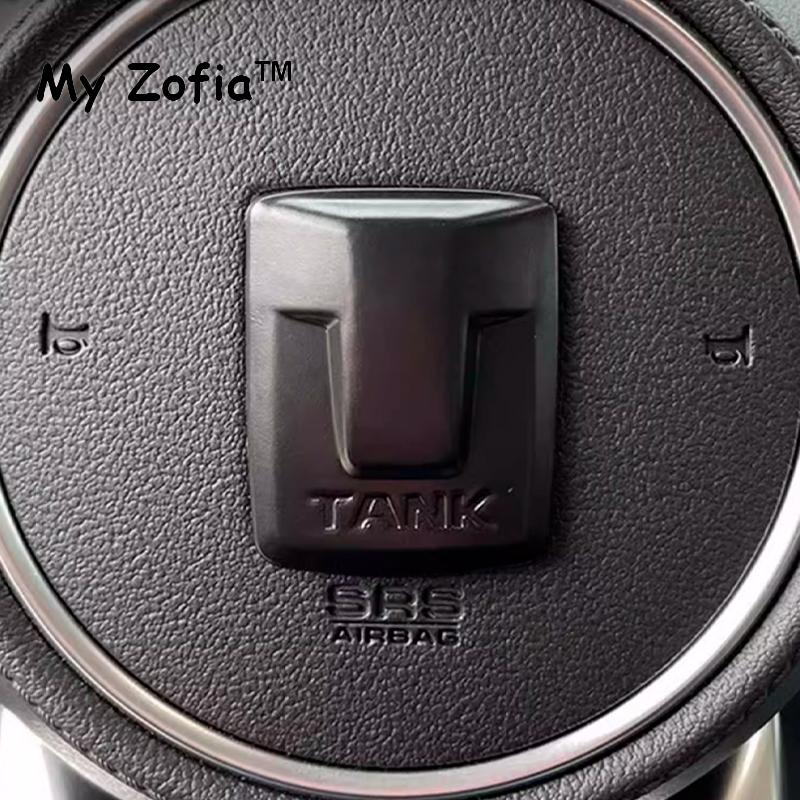 For Great Wall GWM Tank 300 2023 2024 2025 Car Front Emblem Badge Decals Black Steering Wheel Hub Logo Grille Cover Accessories