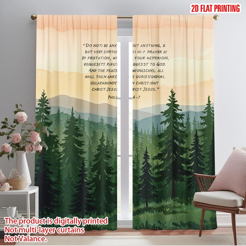 

2pcs 2D flat printing Drapes Philippians 4 6-7 Peace Greeting Polyester Without Electricity Birthday Party Use for Decorations 52.50×116.00 CM 2pcs