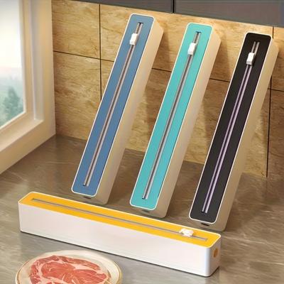 2-In-1 Plastic Wrap Dispenser with - Reusable Fresh Wrap Machine for Kitchen Drawer, Non-Food Contact Seal Wrap Dispenser