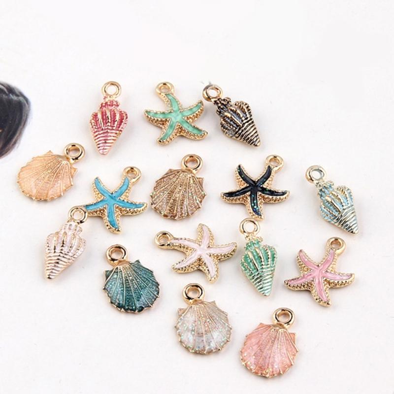 Colorful Alloy Bead Conch Shell Starfish Pendant for Bracelets Necklaces Keychains Handmade Jewelry Making Supplies