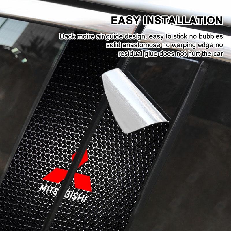 2Pcs Car Logo Center Pillar Protective Film Anti-scratch Sticker Decal For Mitsubishi Lancer Ralliart 10 3 9 EX Outlander 3 ASX L200 Accessories