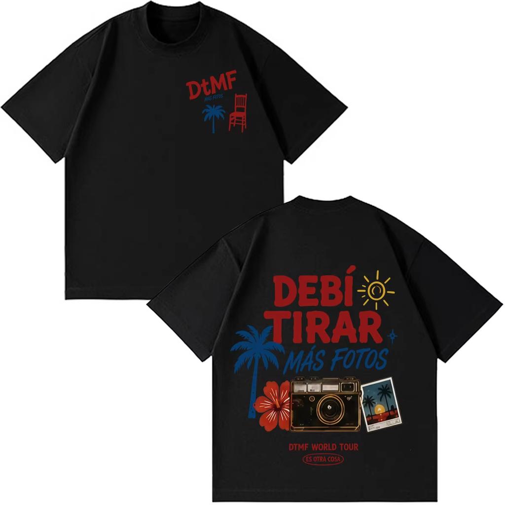 Rapper Bad Bunny DTMF Debi Tirar Mas Fotos World Tour Print T Shirts Cotton Fashion Oversized Casual Vintage TShirt