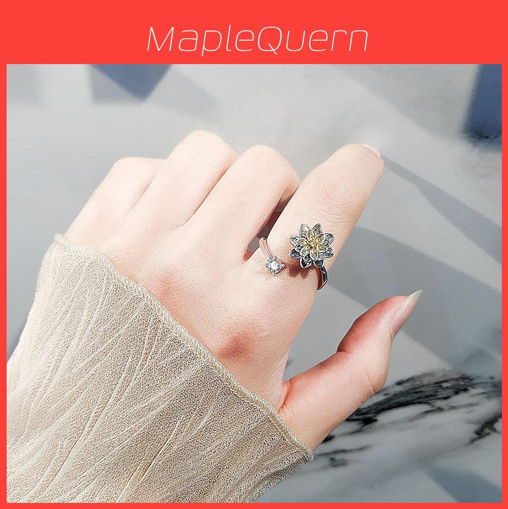 Verstellbarer Ring mit Blumenmuster zur Linderung von Angstzuständen, mit Zirkonia für Damen
