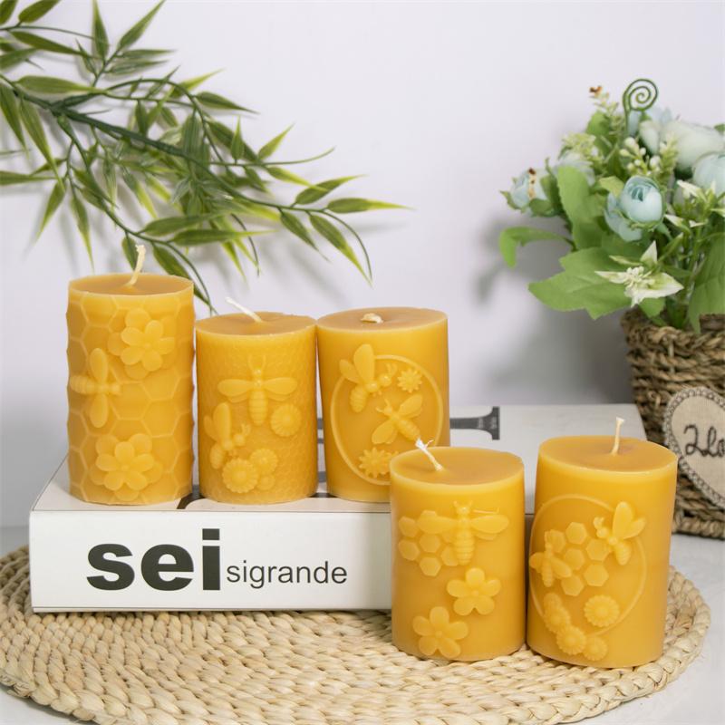 Honeycomb Silicone Candle Mold DIY Cylinder Column Bee Flower Designs Candles Gypsum Nature Themed Home Decor