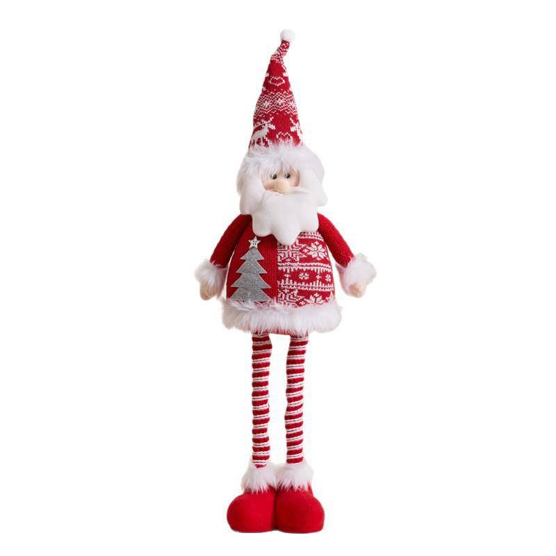 Christmas Snowflake Plush Doll with Retractable Stand - Red & White Snowman, Deer, Bear Ornament