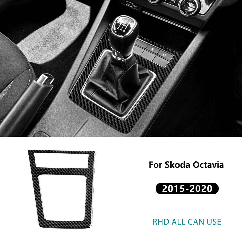 Real Soft Carbon Fiber Sticker for Skoda Octavia MK3 5E 2015 2016 2017 2018 2019 2020 Car Manual Gear Shift Panel Interior Trim