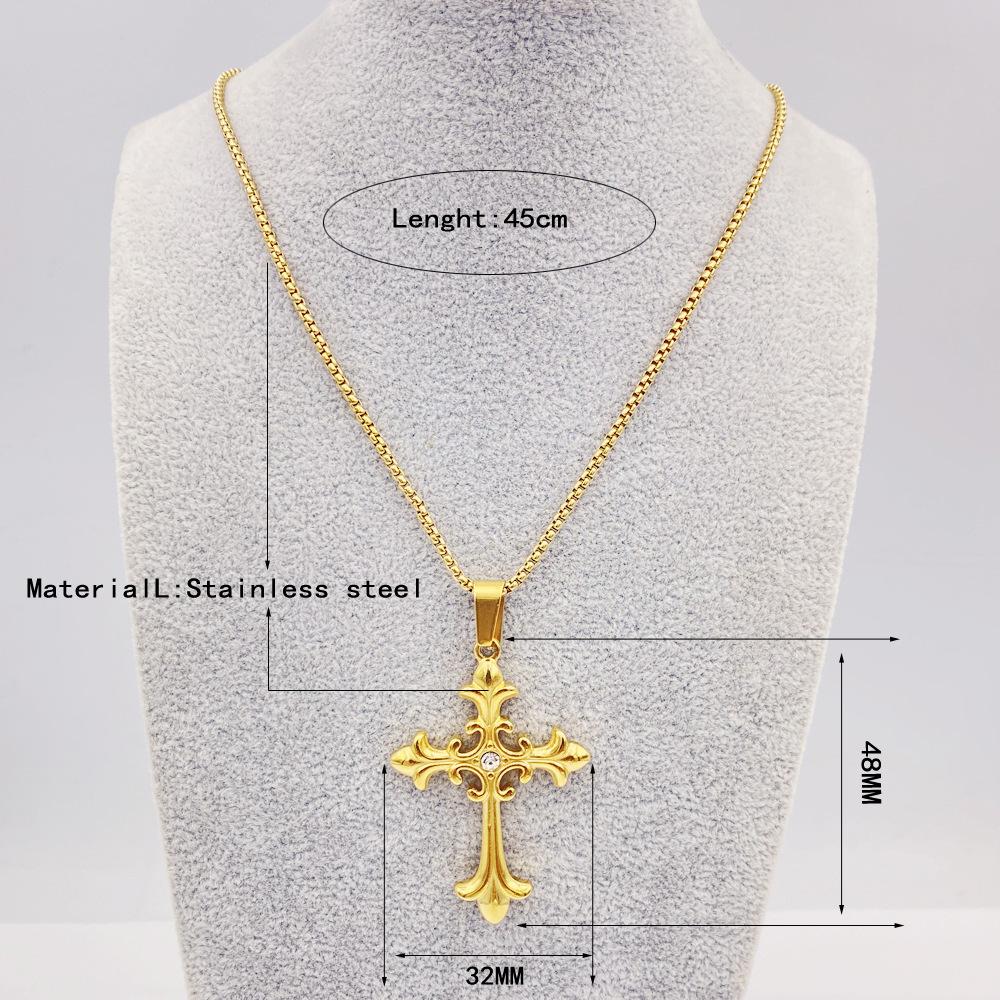 Men's Cross Pendant Necklace Titanium Steel Women's Necklace Cross Hip Hop Titanium Jewelry