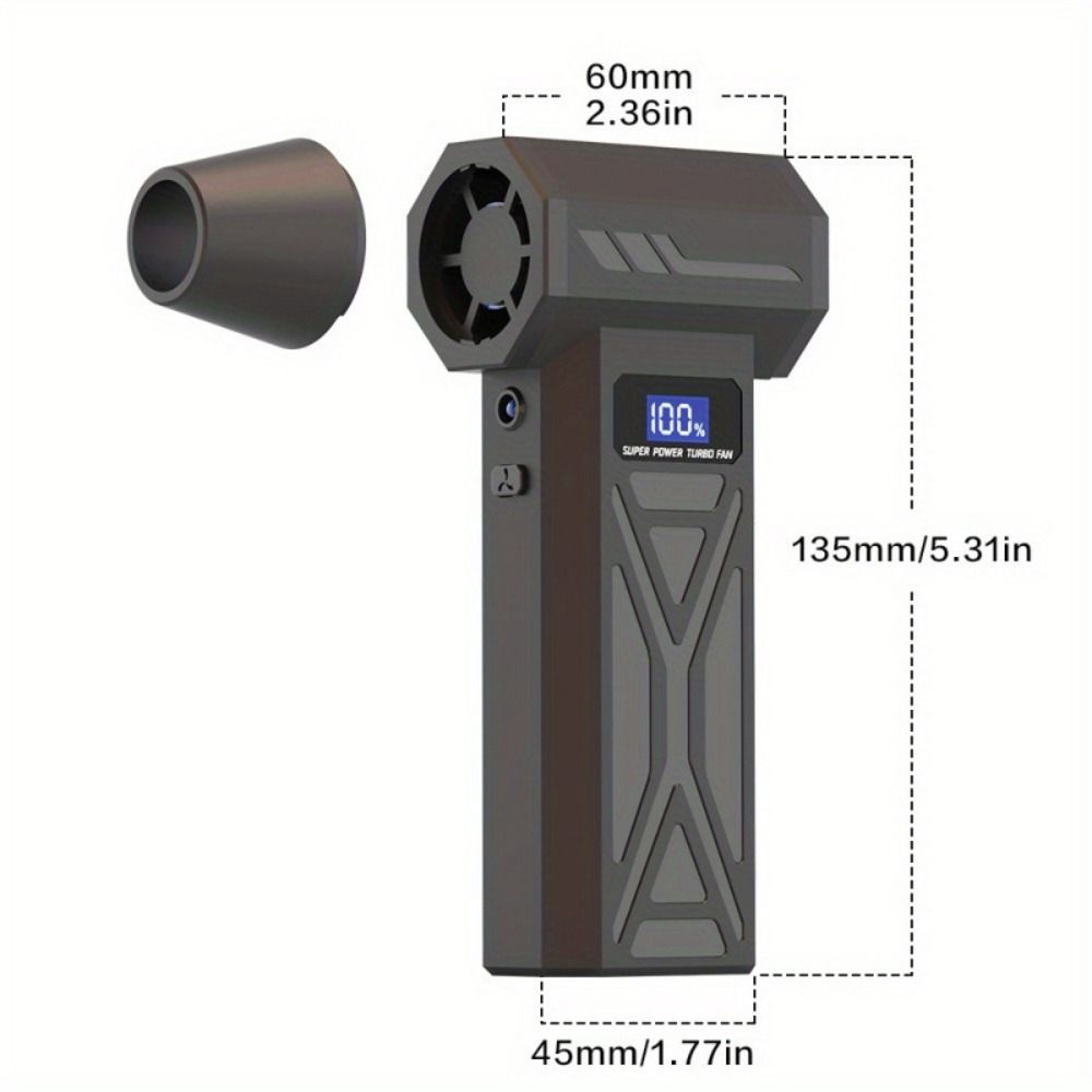 Brushless Motor Powerful Dust Blower with LED Light Digital Display Handheld Turbo Violent Fan High-Speed Speed Adjustable