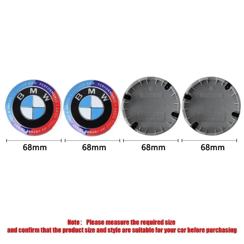 4 Stück 68mm Auto-Radnabendeckel-Logo ist geeignet für BMW 1 3 4 5 6 7 Serie M1x3 X6 X7 E36 E39 E46 E60 E90 Zubehör.