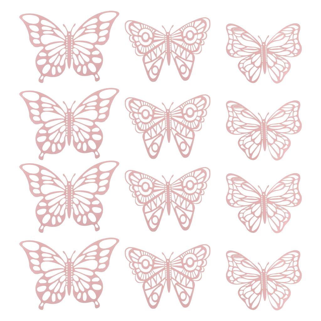 12pack/lot Graceful Lines And Vivid Molding-3D Butterfly Cake Topper For Birthday Party Decoration
