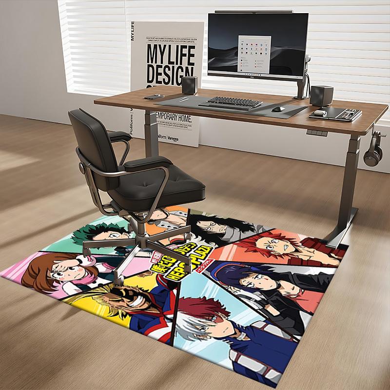 1pc My Hero Academia Anime Cartoon Design Chair Mat - Seasonal Gift for Office, Home Decor, Living Room, Bedroom, Game Room - Non-Slip Carpet Suitable