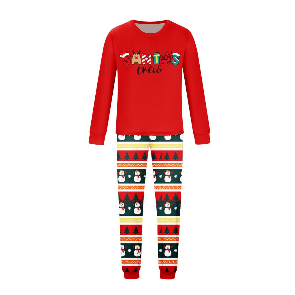 Family Matching Christmas Print Pajama Sets for Kids and Adults, Long Sleeve Neck Top with Pants