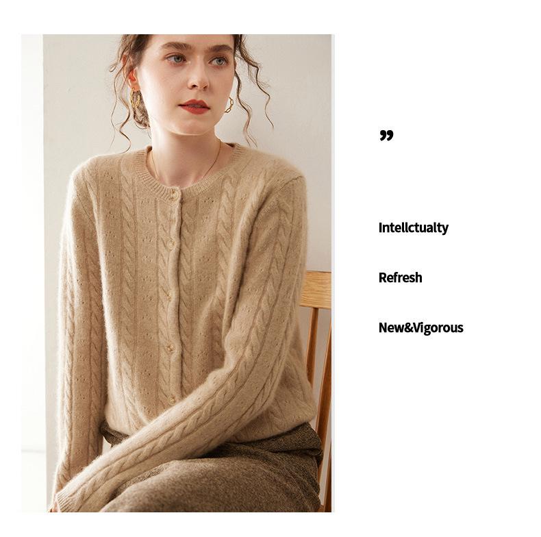 Women's Cashmere Single-Breasted Knit Cardigan - Autumn Winter Style, Versatile and Elegant Sweater Coat
