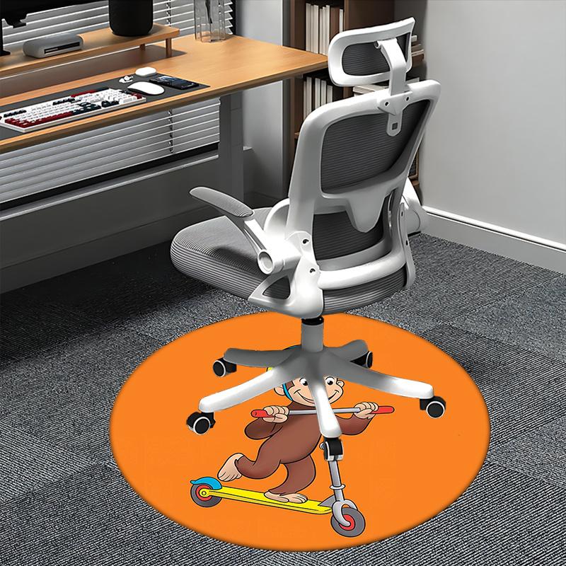 

Curious George,Scooter Chair mat Round Rug-Office carpet, Machine Washable, Non-slip, Suitable for Living Rooms, Bedrooms, Entryways, and Ho 80cm by 80cm