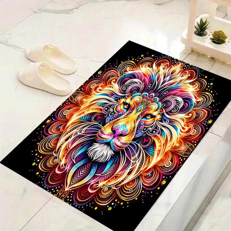 1pc Ancient Mysterious Lion Print, Design Indoor Area Rug - Soft, Anti-Slip, and Durable Gaming Room Decor for Bedroom