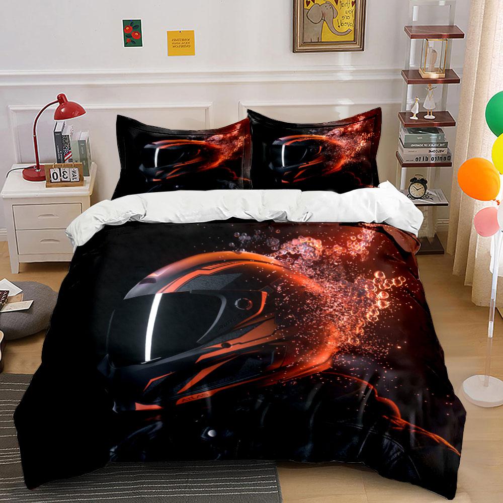 Motorcycle Helmet with Bubbles. Bedding Sets Duvet Cover Sets Duvet Covers Pillowcases(1*Duvet Cover 2*Pillowcases Without Duvet Insert)