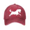 Horse Embroidered Washed Cotton Baseball Cap Washed Baseball Cap