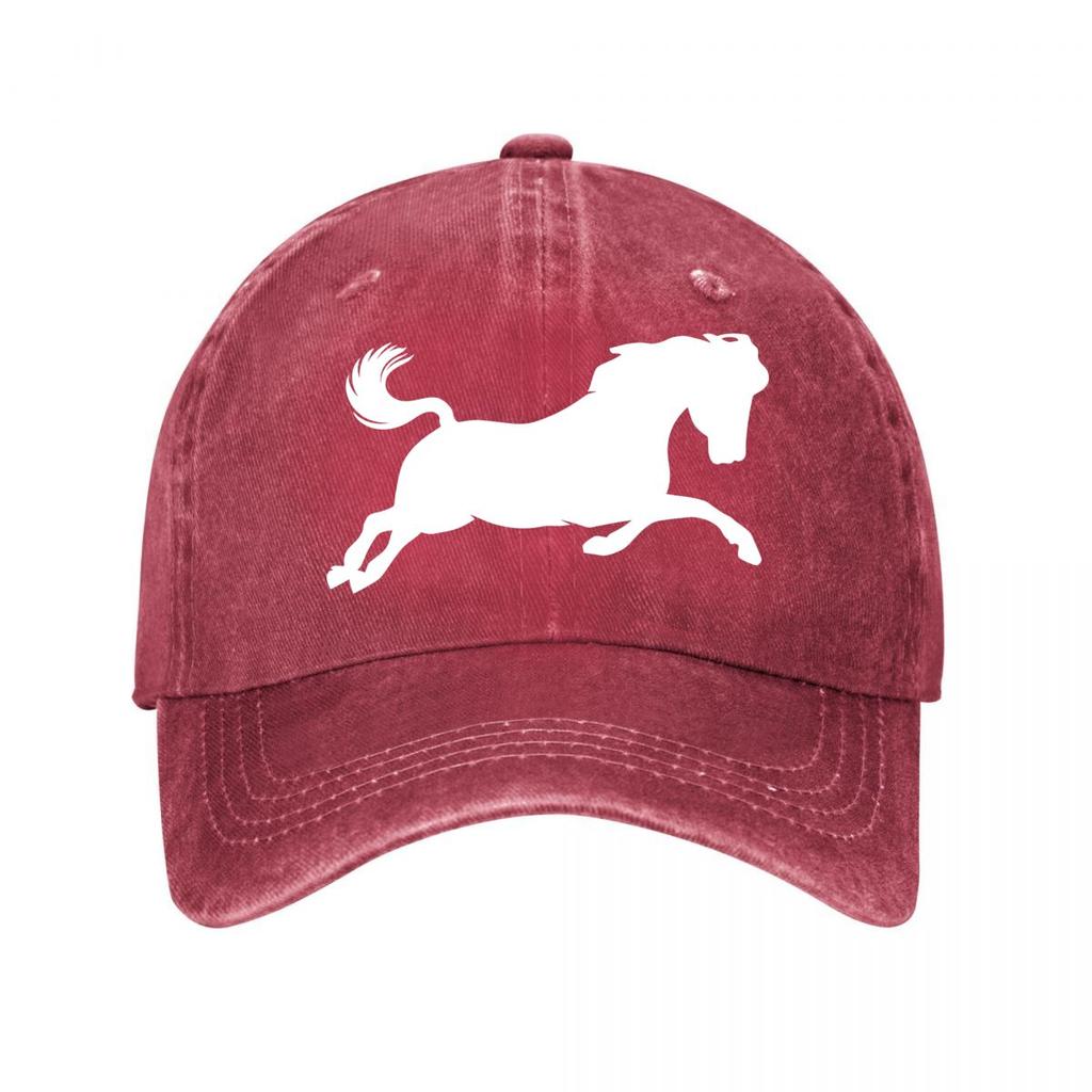 Horse Embroidered Washed Cotton Baseball Cap Washed Baseball Cap