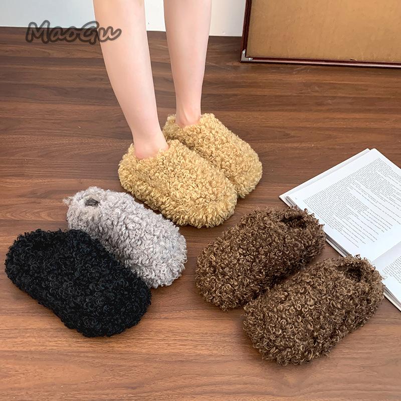 Fashion Autumn Winter 2025 Fashion Women's Shoes Comfortable Plush Velvet Warm Slippers Home Non-slip Lightweight Soft-soled Slippers