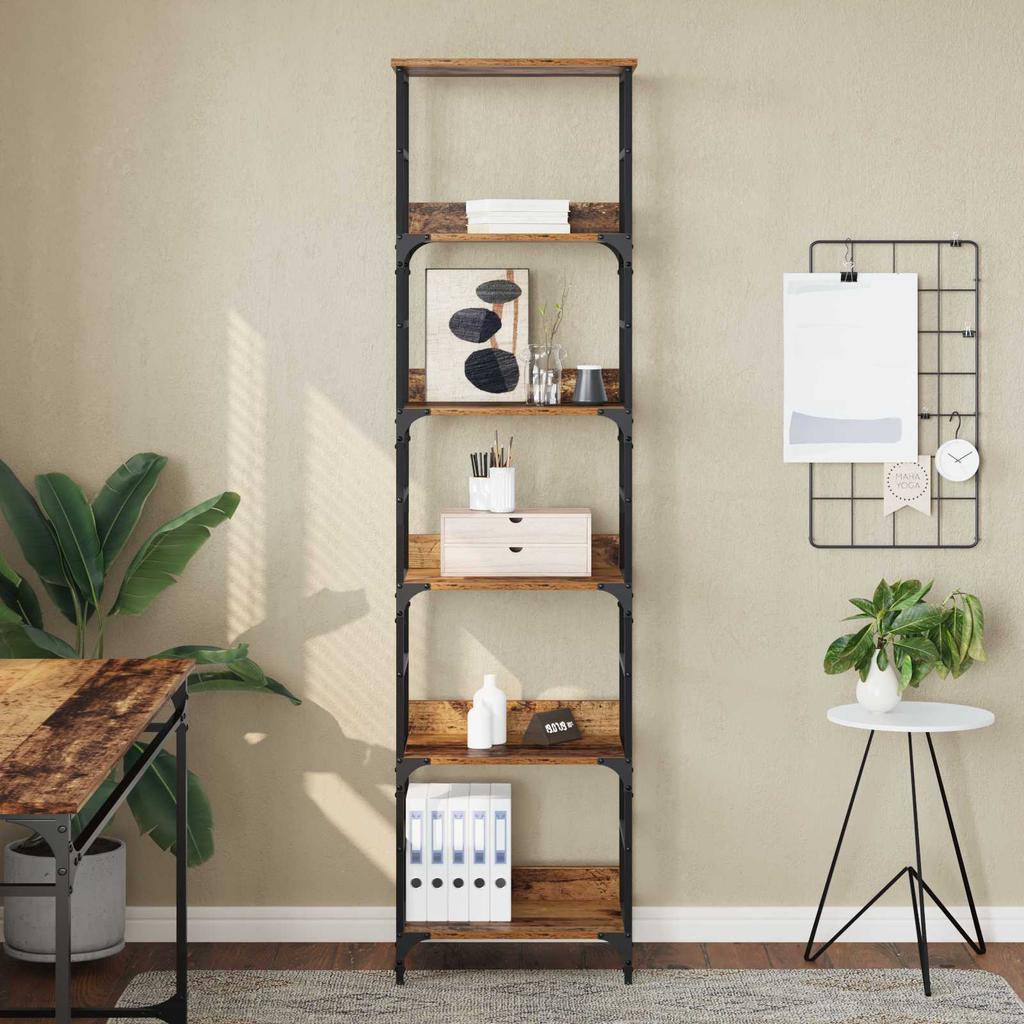 Bookshelf 5 Tiers 50 x 33 x 188.5 cm Engineered Wood Reclaimed Wood
