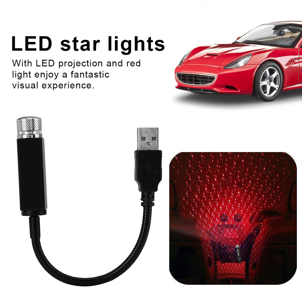 Mini USB LED Car Auto Atmosphere Projector Ceiling Star Red Light Lamp