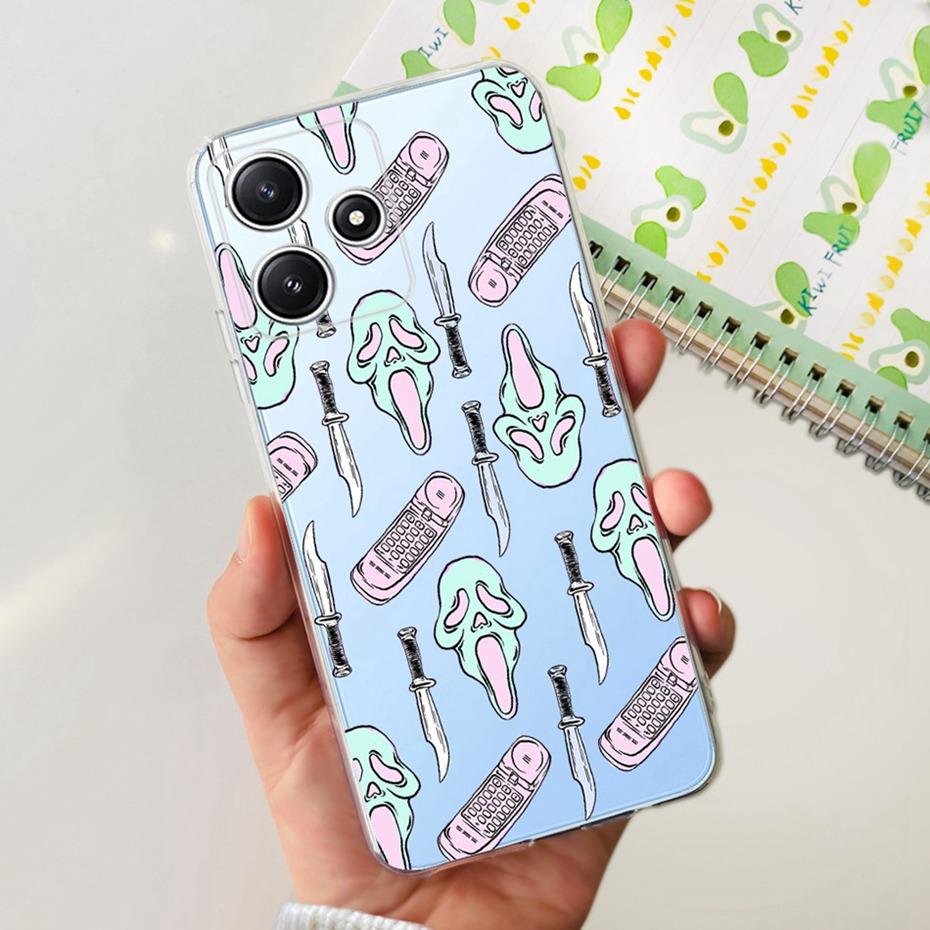 Cute Flower Cat Painted Case For Xiaomi Redmi 12 5G 2023 Soft Silicone TPU Back Cover For Redmi12 5G Global Phone Bumper
