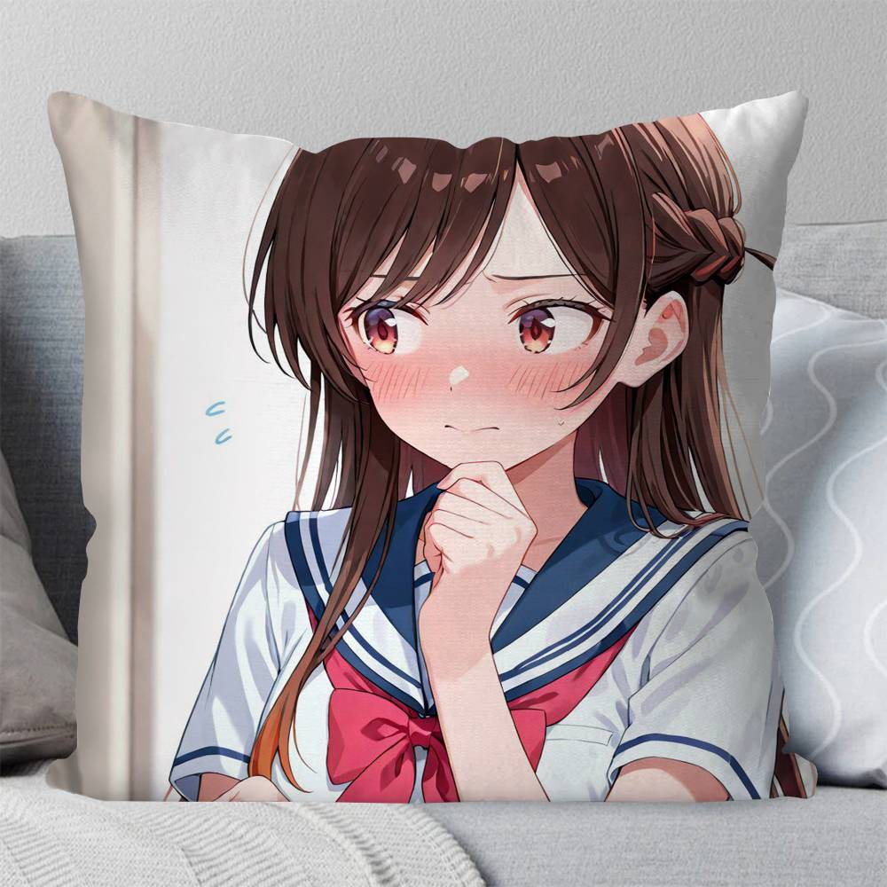 Mizuhara Chizuru Anime RentAGirlfriend Pillow Case Fashion Square Pillowcase Bedroom Sofa Room Ins Decoration Leisure