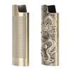 2 Pcs Lighter Case 8cm Length Grid and Dragon Pattern Exquisite Engraved Metal Lighter Cover for Party Bar