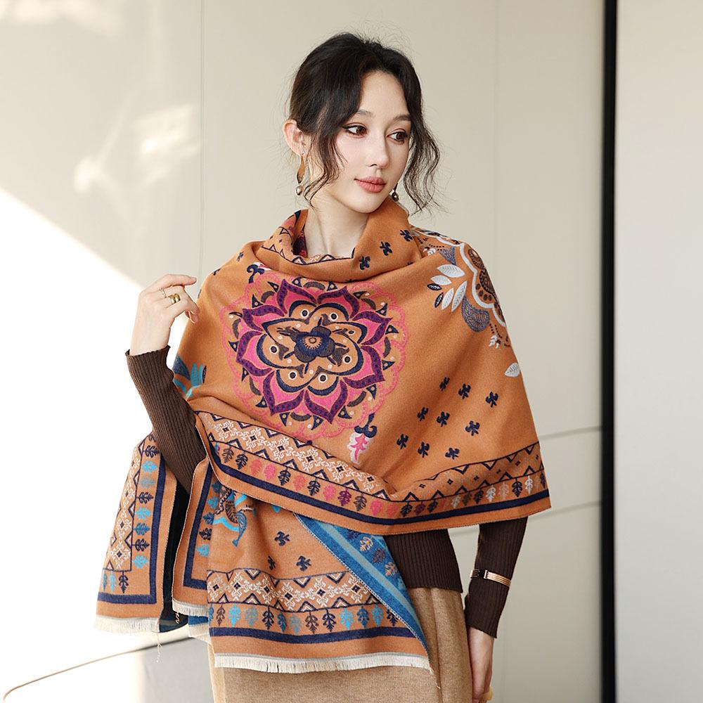Double Sided Scarf For Women, Autumn And Winter Long Style, Suitable For Both Wearing And Wearing Cloaks, With A Thick Imitation Cashmere Shawl