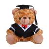 Plyšový medvídek absolvent 2025 s talárem, čepicí a střapcem, roztomilý hnědý absolvent