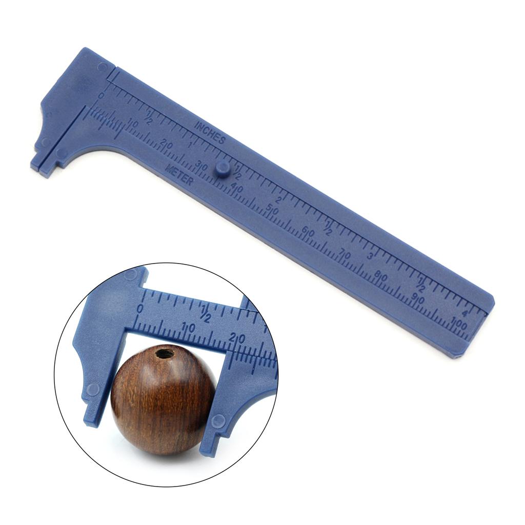 Handy Sliding Gauge Plastic Vernier Caliper Ruler Measuring Tool Double Scales mm/inch Mini Pocket Ruler 100mm Jewelry