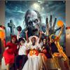 1pc Halloween Banner - Graveyard Zombie Scene Outdoor Decor Durable Spooky Theme For Halloween Party Easy to