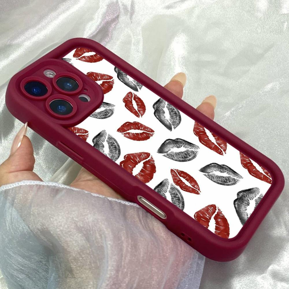 JT7 Aesthetic Kiss Phone for for iPhone 17 16 15 Pro Max Air Samsung S26 S25 Ultra A17 A26 A06 A07 Xiaomi Redmi Note 14 Pro Plus Soft TPU Case Cover