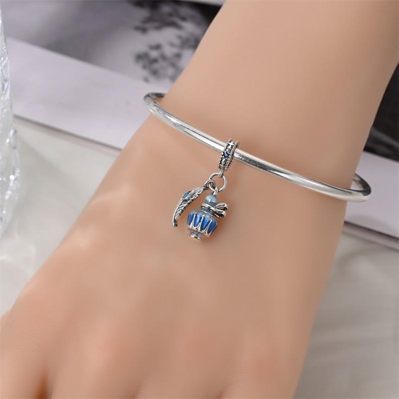 925 Sterling Silver Feather Colored Zircon Mask Beads Charms Pendants for Women Fit 925 Original Bracelets DIY Jewelry